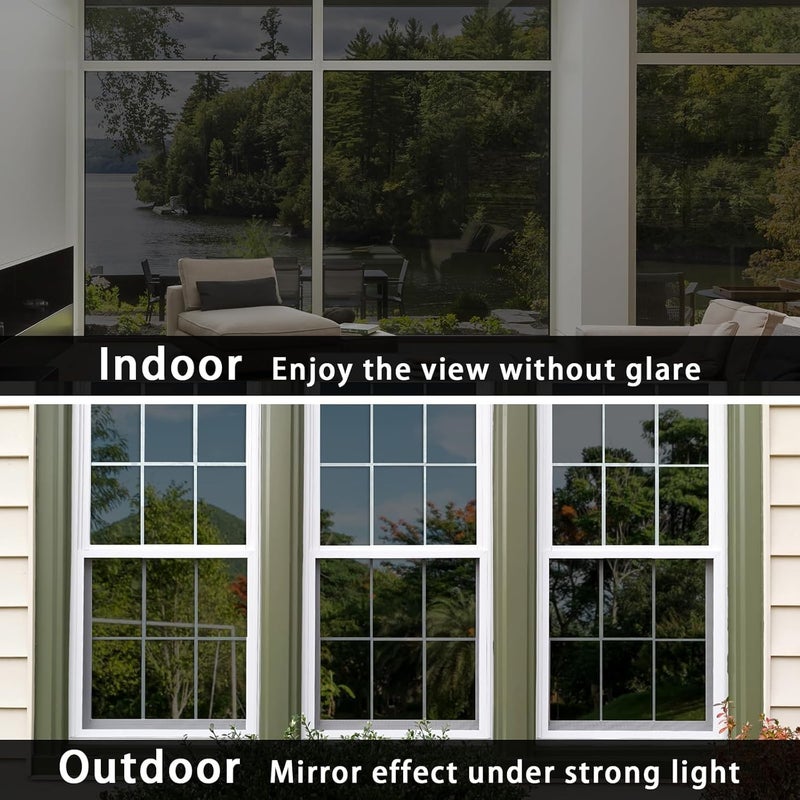 KAPIX Window Sticker for Privacy, Glass Film One-Way Black Film Anti Uv Tint for Home, Reflective Mirror Sun Blocking Heat Control UV Protection| Privacy Glass Film (51 x 150 cm) - Image 3
