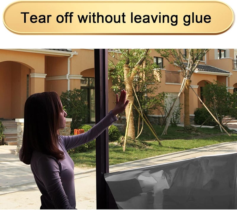 KAPIX Window Sticker for Privacy, Glass Film One-Way Black Film Anti Uv Tint for Home, Reflective Mirror Sun Blocking Heat Control UV Protection| Privacy Glass Film (51 x 150 cm) - Image 5