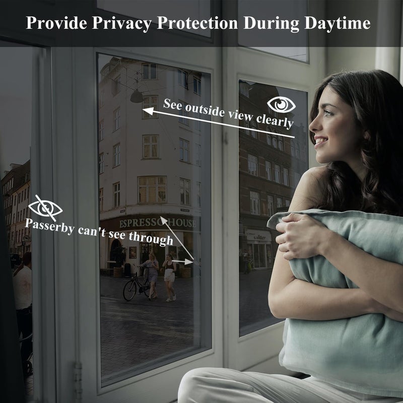 KAPIX Window Sticker for Privacy, Glass Film One-Way Black Film Anti Uv Tint for Home, Reflective Mirror Sun Blocking Heat Control UV Protection| Privacy Glass Film (51 x 150 cm) - Image 2