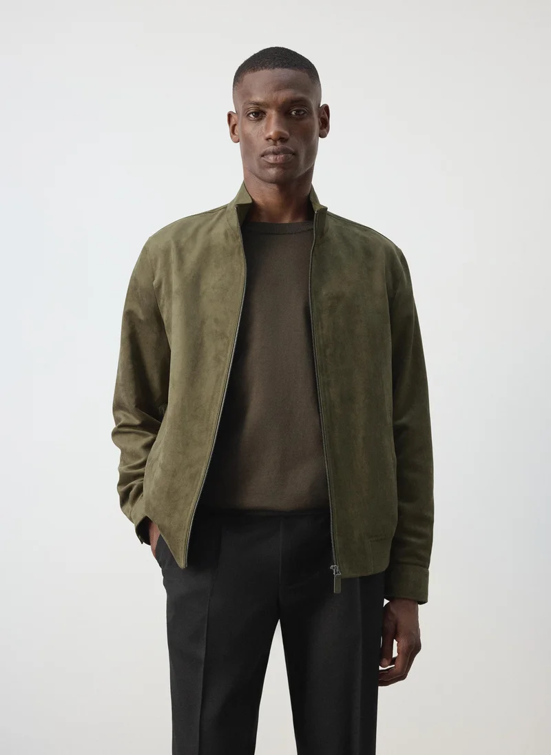 مانجو مان Suede-Effect Bomber Jacket