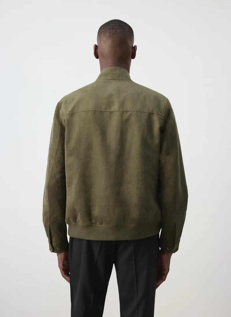 مانجو مان Suede-Effect Bomber Jacket