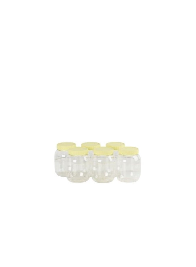 Sunpet Set of 6 plastic spice storage jars, beige/clear, 750 milliliters - Image 1