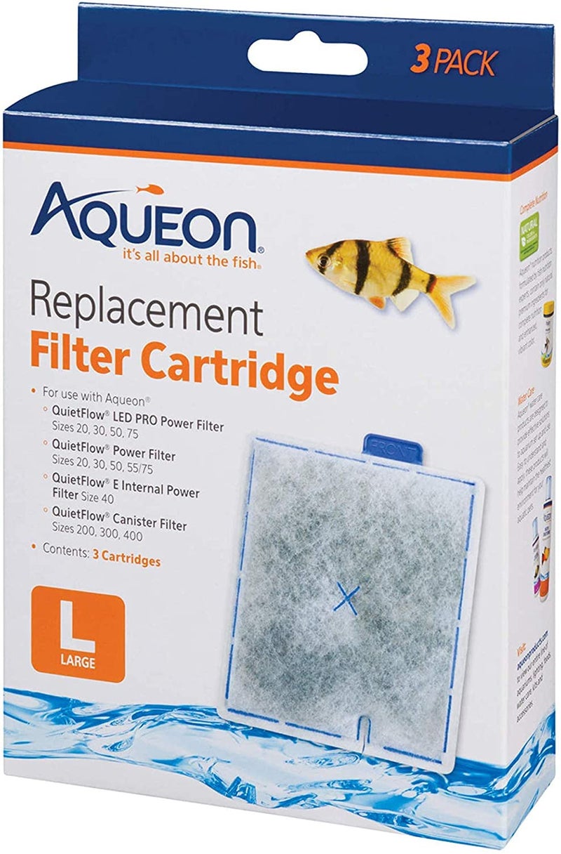 Aqueon 12 Pack of Replacement Filter Cartridges Large for QuietFlow Aquarium Filters