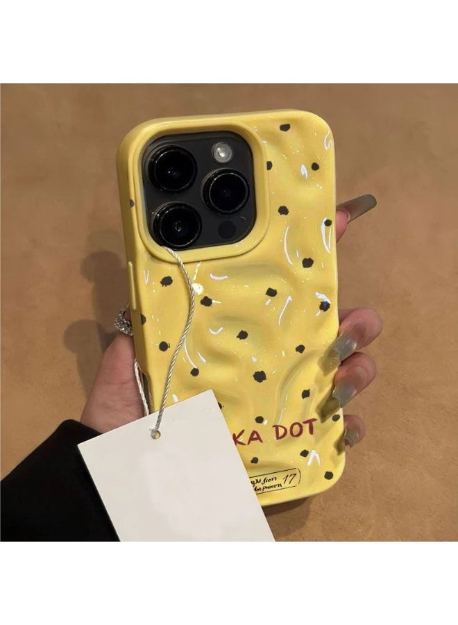 NIBEMINENT Polka Dots Protective TPU Case Cover For iPhone 16, Yellow