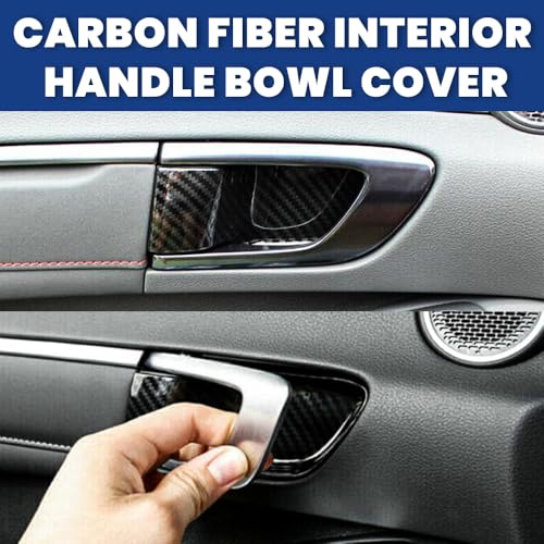 RAGBUSCLE Car Interior Door Handle Cover Kit Inner Door Handle Bowl Cover Trims, 4 PCS/Set Carbon Fiber Car Accessories Compatible with Hyundai Sonata 2020-2021 - Image 2