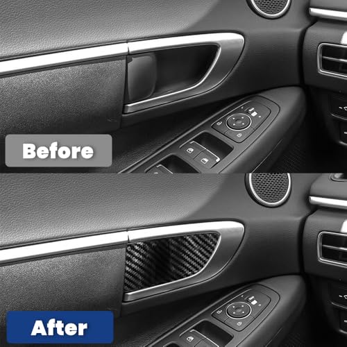 RAGBUSCLE Car Interior Door Handle Cover Kit Inner Door Handle Bowl Cover Trims, 4 PCS/Set Carbon Fiber Car Accessories Compatible with Hyundai Sonata 2020-2021 - Image 4
