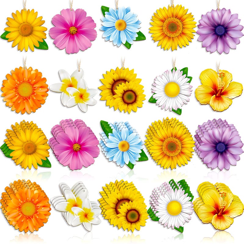 40 قطعة زينة ربيعية لشجرة صغيرة زينة خشبية زهرة فراشة زينة دوار الشمس جربيرا ديزي زينة شجرة معلقة ربيعية لعيد الأم زينة حفلات عيد الميلاد الصيفي