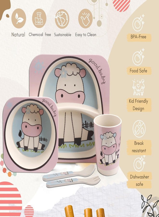 Tony Stark Bamboo Baby Feeding Set - 5-Piece Tableware for Toddlers, Kids & Babies Includes Plate, Bowl, Cup, Spoon, Fork - BPA-Free, Unbreakable Eco-Friendly |Organic & Natural (Calf) - Image 4