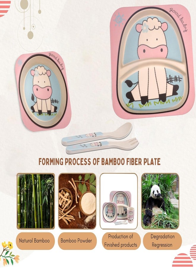 Tony Stark Bamboo Baby Feeding Set - 5-Piece Tableware for Toddlers, Kids & Babies Includes Plate, Bowl, Cup, Spoon, Fork - BPA-Free, Unbreakable Eco-Friendly |Organic & Natural (Calf) - Image 3
