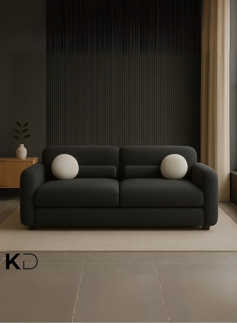KustomDeco Haven Sofa Modern 2-Seater Sofa with Cushions – Minimalist Dark Charcoal Fabric, Contemporary Living Room Furniture, Compact Customizable Design for UAE Homes - Image 1