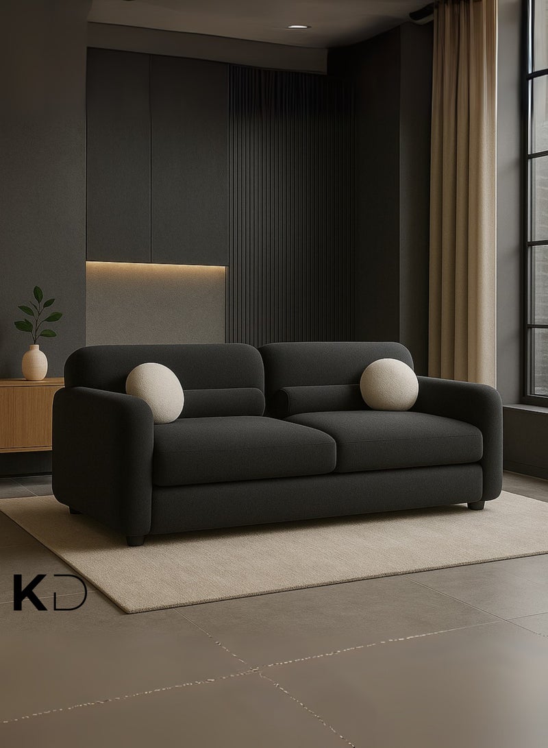 KustomDeco Haven Sofa Modern 2-Seater Sofa with Cushions – Minimalist Dark Charcoal Fabric, Contemporary Living Room Furniture, Compact Customizable Design for UAE Homes - Image 4