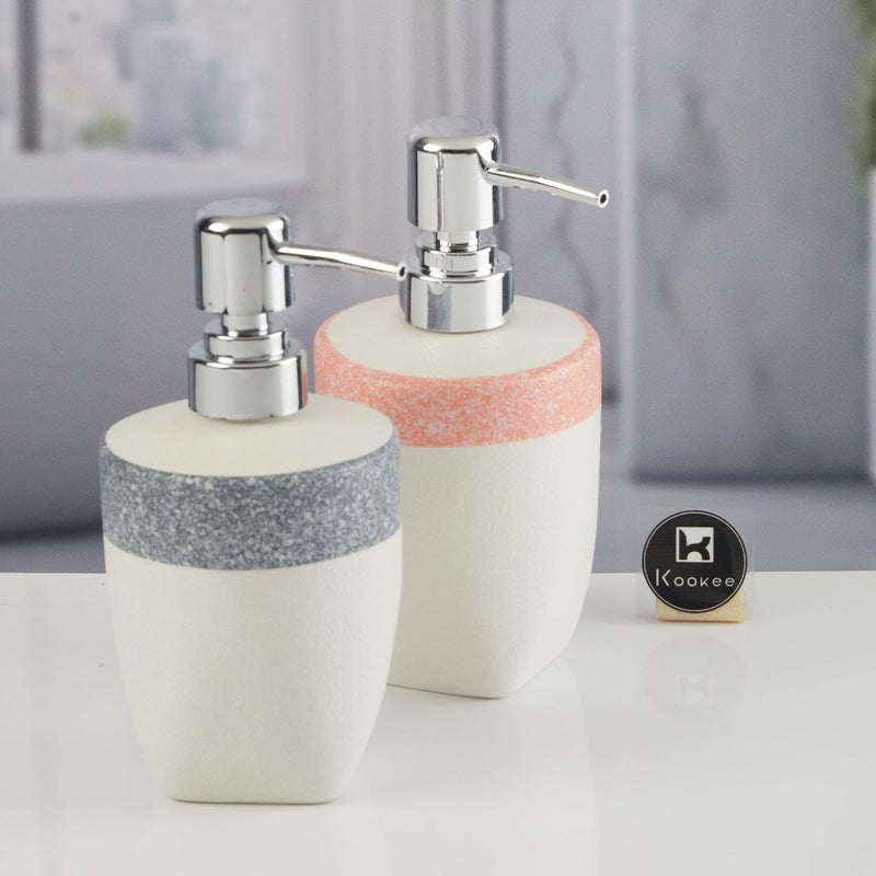 Kookee Ceramic Soap Dispenser with Pump for Kitchen, Bathroom, & Wash Basin, Designer Refillable for Liquid Handwash, Shampoo & Lotion, Leakproof, Grey, (Set of 1) (11360) - Image 4