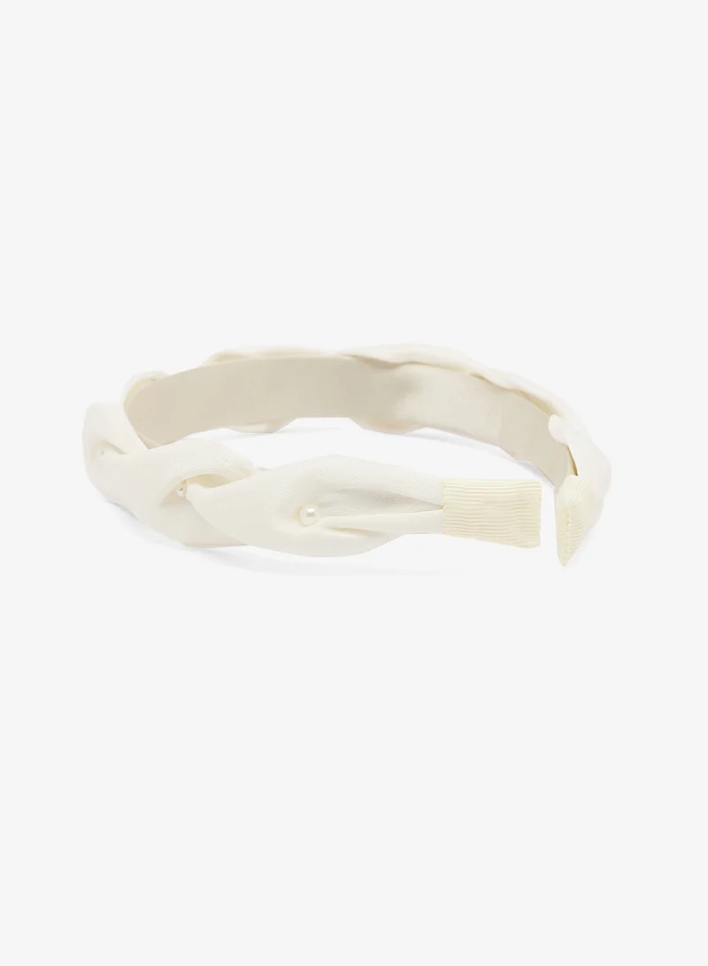 Khizana Satin Ruched Pearl Detail Headband