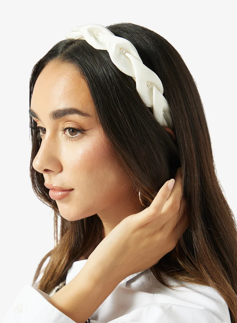 Khizana  Satin Ruched Pearl Detail Headband for Women | Best Price UAE