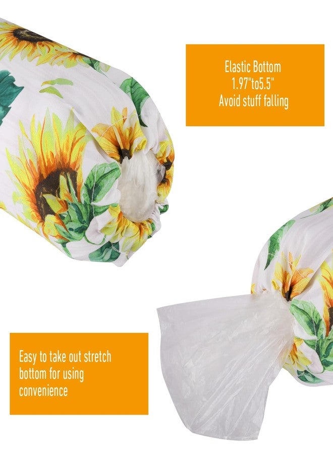 Aysatogc Plastic Bag Holder, Sunflower Kitchen Dispenser Holders Reusable Washable Trash Garbage Bag Holder with Drawstring Closure for Home Kitchen Pantry Groceries Store Decor - Image 3