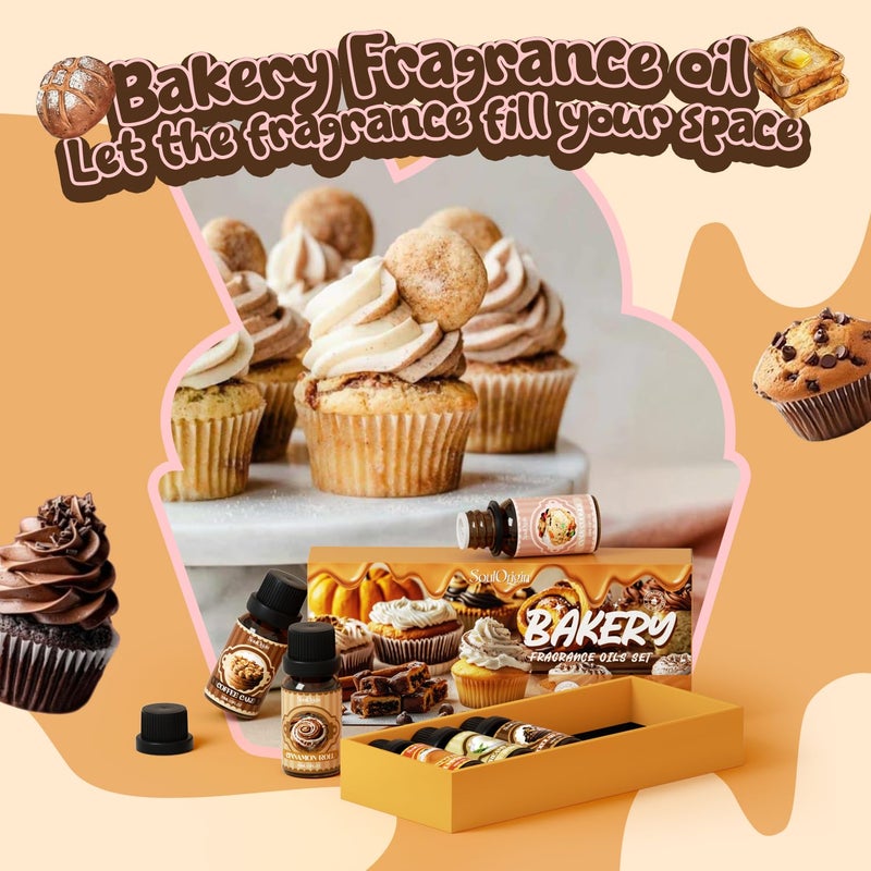 Soulorigin Bakery Essential Oils Set, Fragrance Oil Set for Diffuser, Scent Diffuser Oil for Candle Making- Chocolate Cookies, Creamy Vanilla, Coffee Cake, Pumpkin Pie, Candy Cookies, Cinnamon Rolls - Image 4