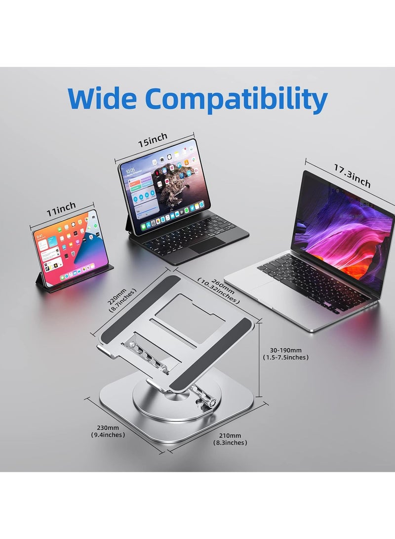 Digipace Adjustable Laptop Stand for Desk Ergonomic Riser with 360° Rotating Base Foldable Notebook Computer Holder Compatible MacBook Air Pro Dell XPS More 10-17" Laptops  - Image 3