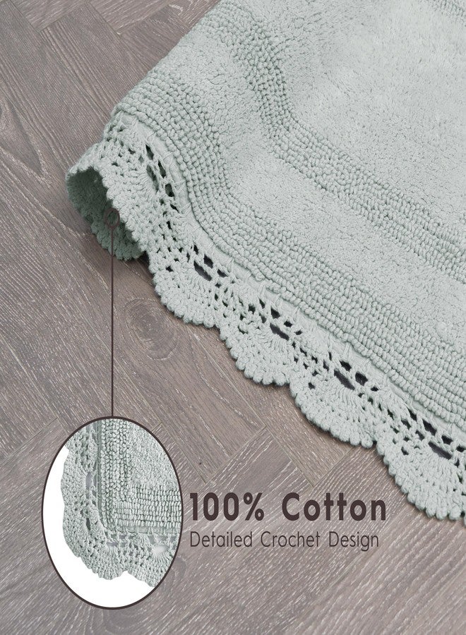 لورا أشلي سجادة حمام ماصة من لورا آشلي، قابلة للاستخدام على الوجهين، مصنوعة من الكروشيه الناعم والفاخر، 100% قطن، مقاس 17 × 24 بوصة، لون أخضر فاتح - Image 3