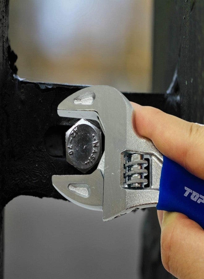 TOP 4 inch Small Stubby Adjustable Wrench Thin and Light Body for Tight Spaces | Super Heavy Duty Extra Wide Opening Jaw Crescent Wrench | Made in Japan - Image 3