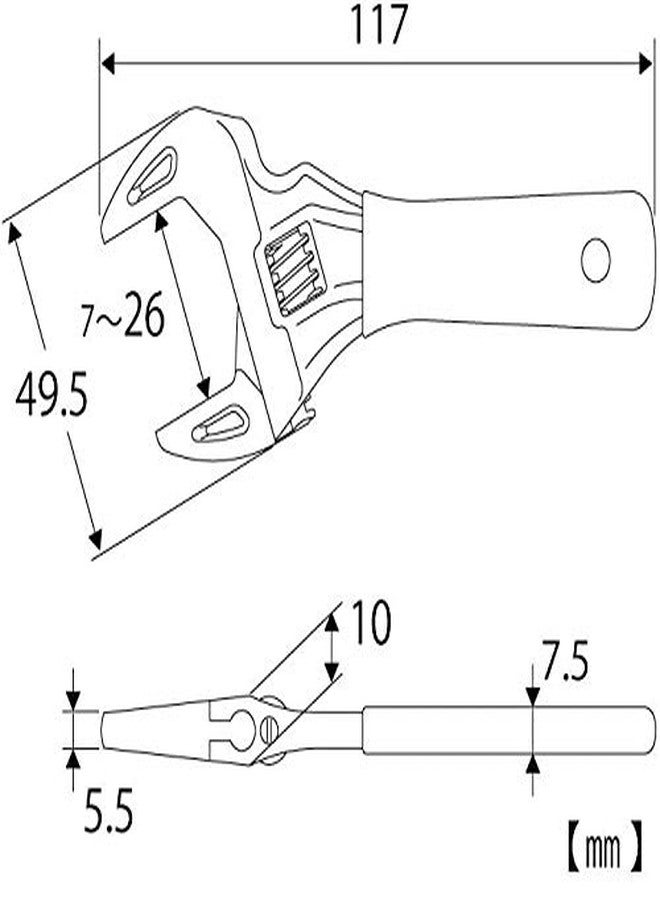 TOP 4 inch Small Stubby Adjustable Wrench Thin and Light Body for Tight Spaces | Super Heavy Duty Extra Wide Opening Jaw Crescent Wrench | Made in Japan - Image 4