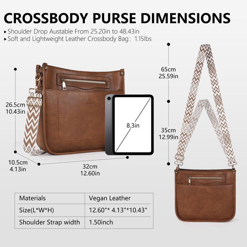 TANTOMI Crossbody Bags for Women Crossbody Purses Vegan Leather Hobo Bag Shoulder Handbags with Guitar Strap-7 Pockets - Image 4