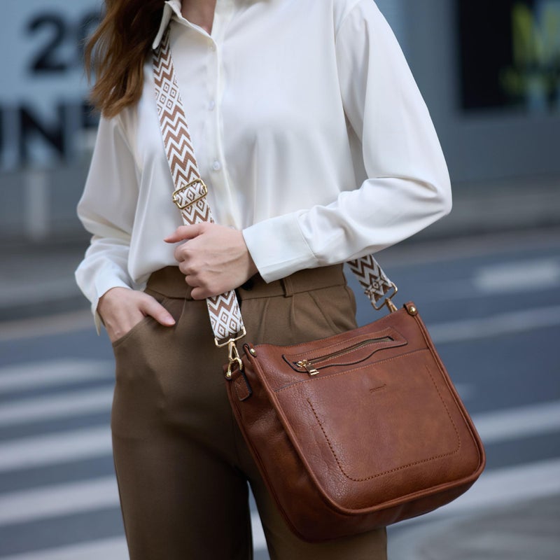 TANTOMI Crossbody Bags for Women Crossbody Purses Vegan Leather Hobo Bag Shoulder Handbags with Guitar Strap-7 Pockets - Image 3