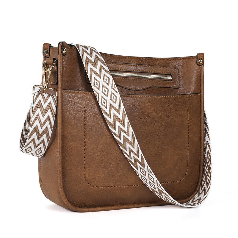 TANTOMI Crossbody Bags for Women Crossbody Purses Vegan Leather Hobo Bag Shoulder Handbags with Guitar Strap-7 Pockets - Image 1