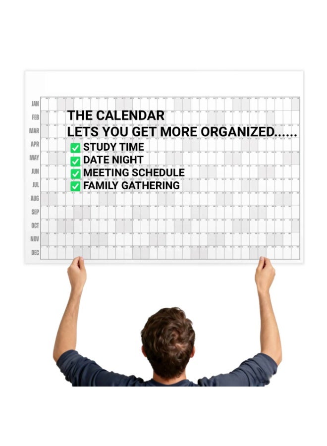 ChicAbode تقويم بيج إيه ، تقويم حائط سنوي قابل للمسح الجاف، تقويم كبير لـ 12 شهرًا مع قلم وملصقات ملونة، عملي وممتع (رمادي) - Image 5