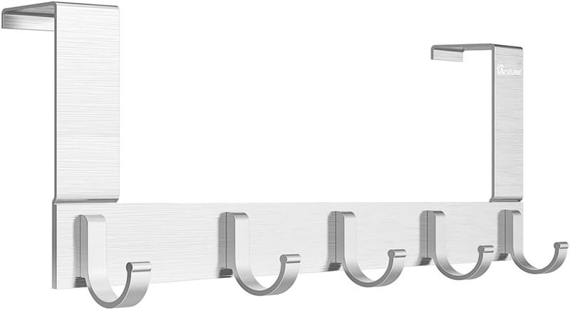Anjuer Over The Door Hook Organizer Rack, Metal Coat Hanger Door 5 Hooks Hanger - Image 1
