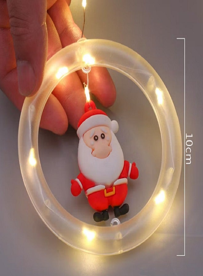 أضواء عيد الميلاد المتسلسلة الستارية أضواء الجنية بطول 3 أمتار أضواء ثلاثية الأبعاد معلقة مع أضواء كرتونية دائرية مصنوعة من السيليكون لتزيين عيد الميلاد داخل المنزل - شجرة عيد الميلاد - مكتب المنزل (أبيض دافىء) - Image 3