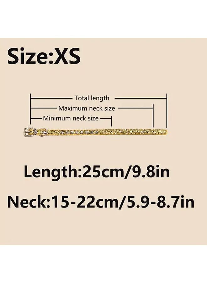 Golden Adjustable Drill Cat Collar Sparkle Up Your Look Size XS - Image 1