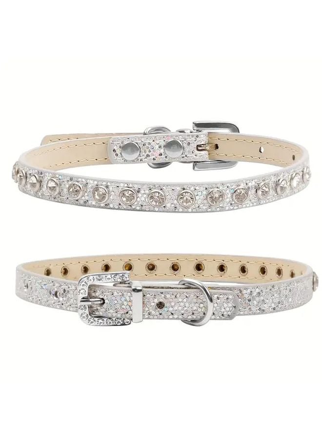 Golden Adjustable Drill Cat Collar Sparkle Up Your Look Size XS - Image 2