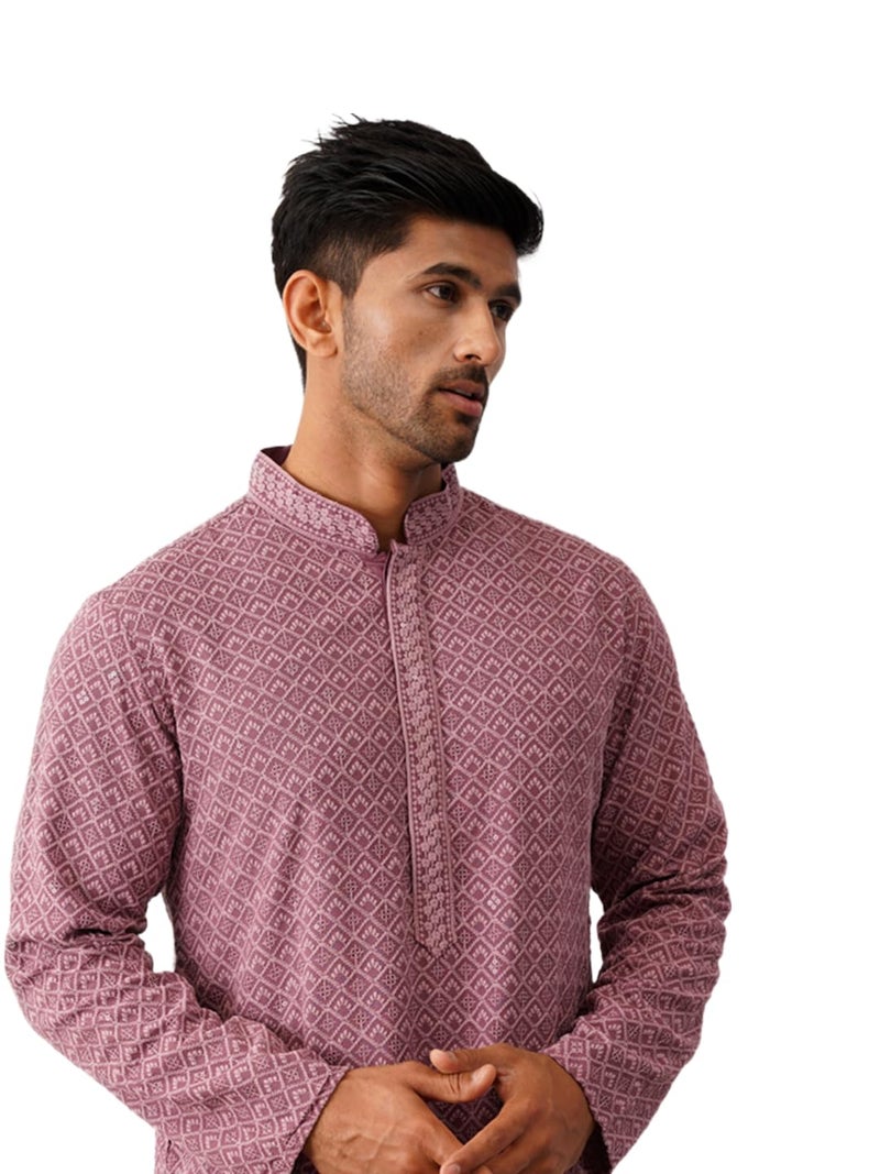 jompers قمصان جومبرز الرجالية المطرزة بنمط هندسي من الرايون الفيسكوز - Image 1