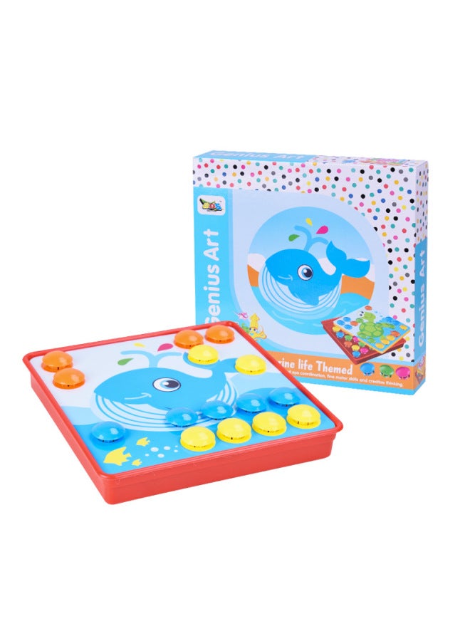 Children's on Mushroom Nail Puzzle Color Board Diy Kindergarten Learning Baby Educational Enlightenment Early Education Toys-Color:Ocean (English Color Box) - Image 1