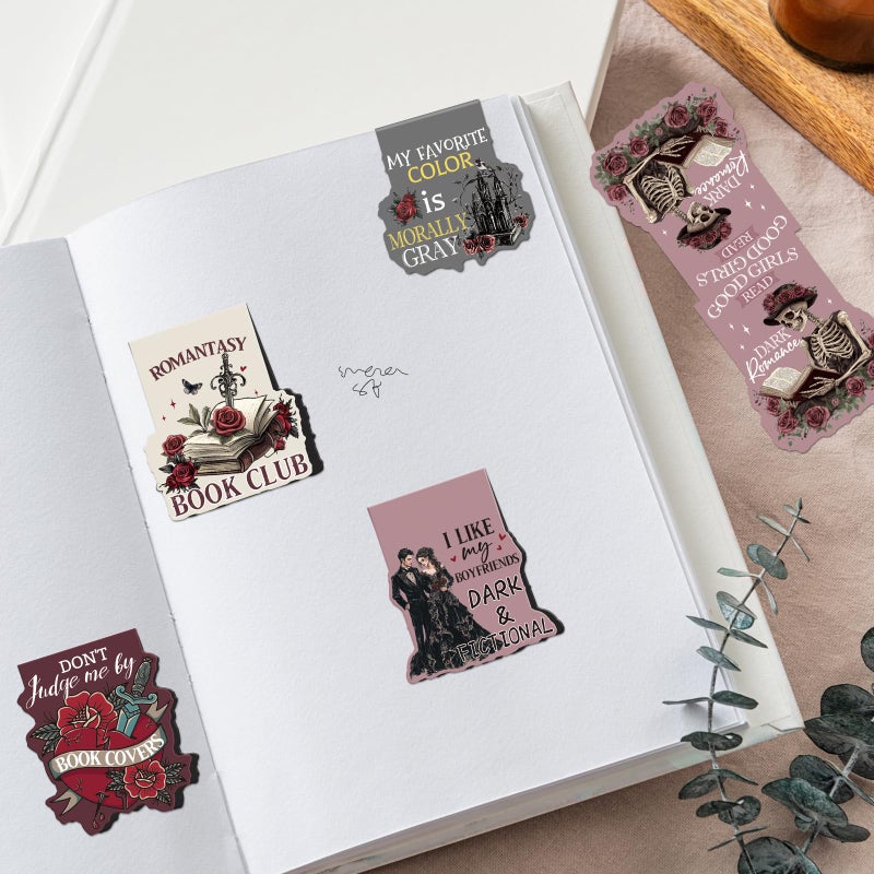 Wxiben Dark Romance Magnetic Bookmark - 8 PCS Gothic Magnetic Bookmarks Skeleton Flower Book Mark Magnets Romantasy Page Marker Clip Gift for for Women Girls Dark Romance Reader Students Teachers - Image 5