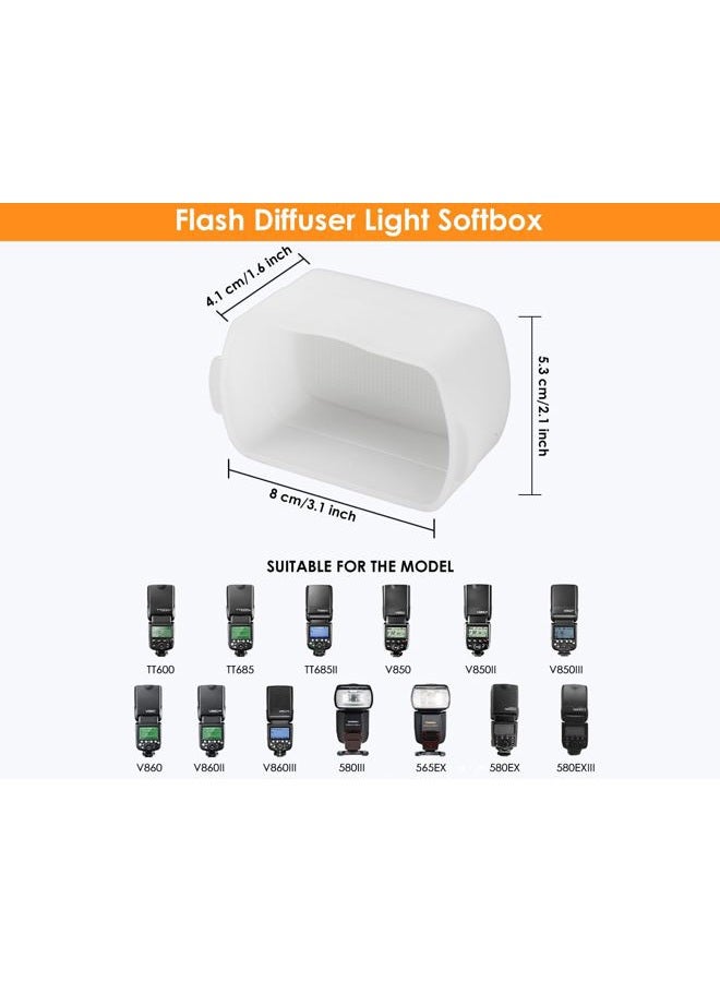 DS.DISTINCTIVE STYLE موزع فلاش لسرعة الضوء 3-pack موزع ضوء صندوق ناعم متوافق مع Godox V1 TT600 V850II V860II TT685 Yongnuo YN560III 568EX 568EXII 565EX Canon 580EXII 580EX - Image 5