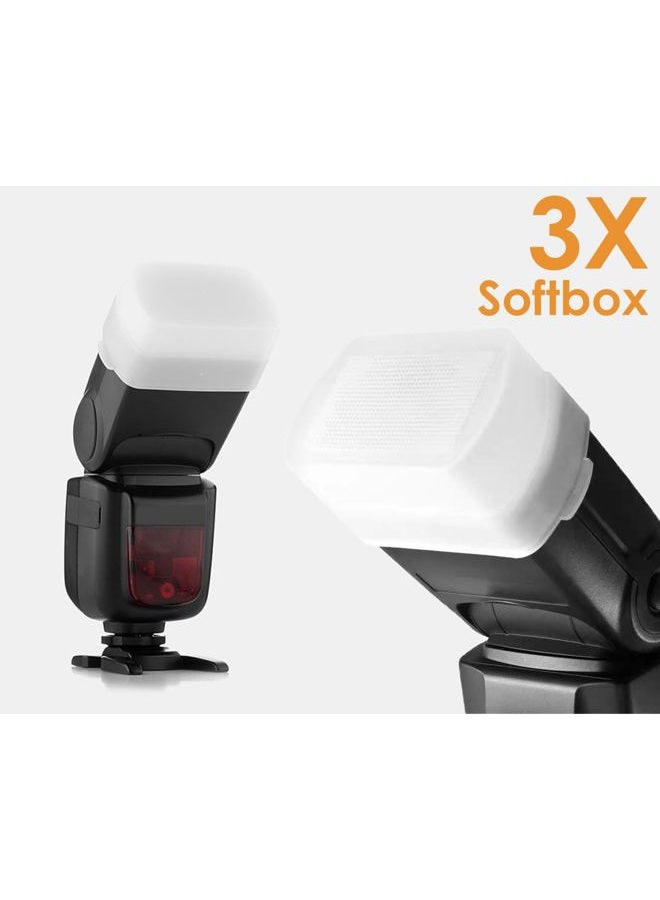 DS.DISTINCTIVE STYLE موزع فلاش لسرعة الضوء 3-pack موزع ضوء صندوق ناعم متوافق مع Godox V1 TT600 V850II V860II TT685 Yongnuo YN560III 568EX 568EXII 565EX Canon 580EXII 580EX - Image 2