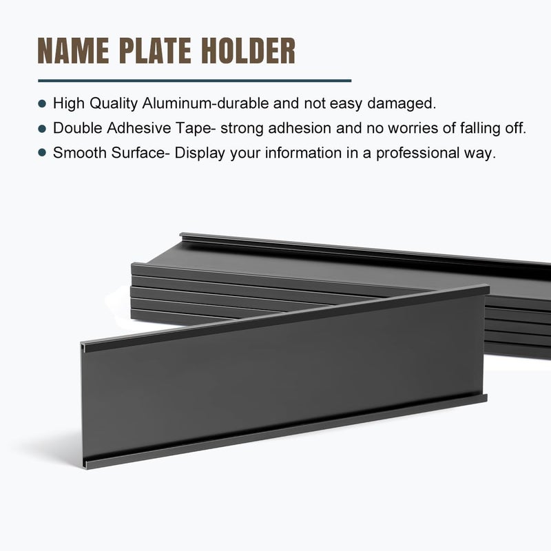 Lenink 6 Pack Name Plate Holder, Office Door Name Plate Holder Adhesive Wall Mount for Meeting Room, Business Department, Warning Area 8” X 2” (Black) - Image 2