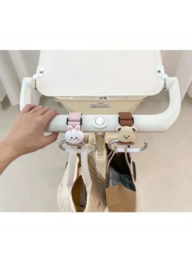عربة أطفال بنية الخطاف E متين جلد صناعي خطاف كبير آمن سهل الاستخدام مرفق - Image 2
