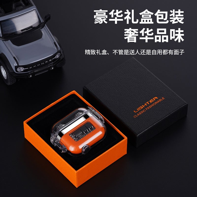 New Outdoor Waterproof With Lighting Arc Lighter Transparent Shell Charging Lighter Supply - Image 5