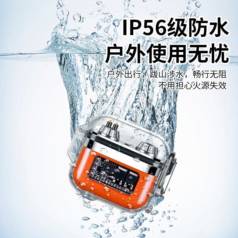 New Outdoor Waterproof With Lighting Arc Lighter Transparent Shell Charging Lighter Supply - Image 3