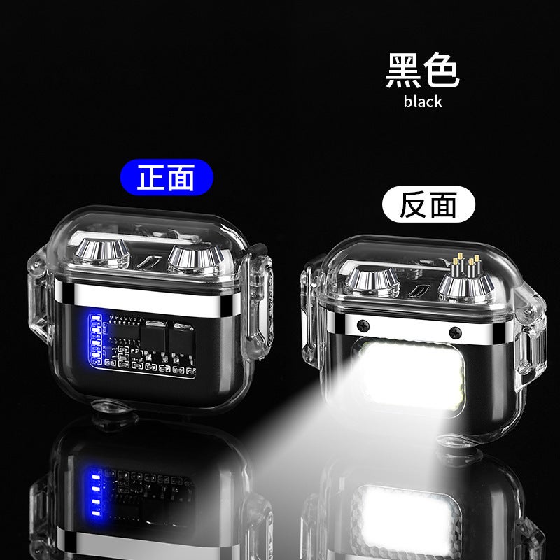 New Outdoor Waterproof With Lighting Arc Lighter Transparent Shell Charging Lighter Supply - Image 1