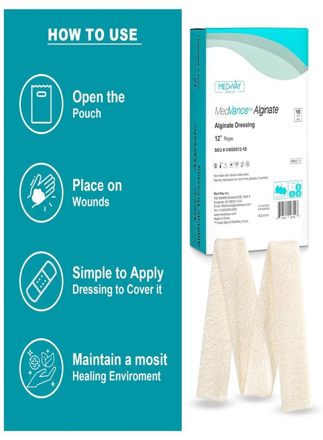 MedVance ضمادة جروح كالكسيوم ألجينات الممتصة من ميدفانس - وسادة غير لاصقة مقاومة للماء مع جل هيدروفيل سريع - وسادات معقمة سهلة التطبيق والإزالة - رعاية الجروح مع وسادة مسطحة وحبل، 4"x12" (علبة من 10)  - Image 5