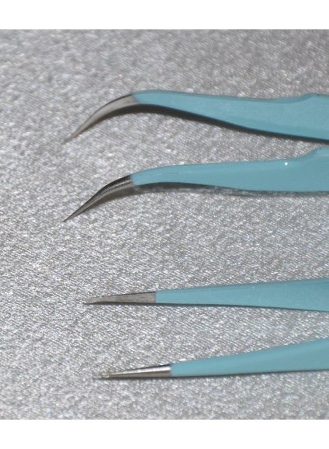 iLash Store Eyelash Extension 1 Set Of Blue Esd Straight & Curved Tweezers - Image 2