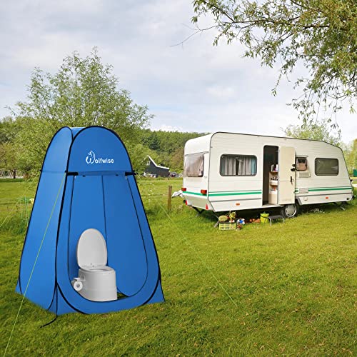 Wolfwise Pop Up Changing Tent for Beach, Camping Portable Shower Tents, Outdoor Privacy Bathroom, Change Dressing Clothes Porta Potty Tent Pop Up Instant for Camp, Toilet, Blue - Image 4