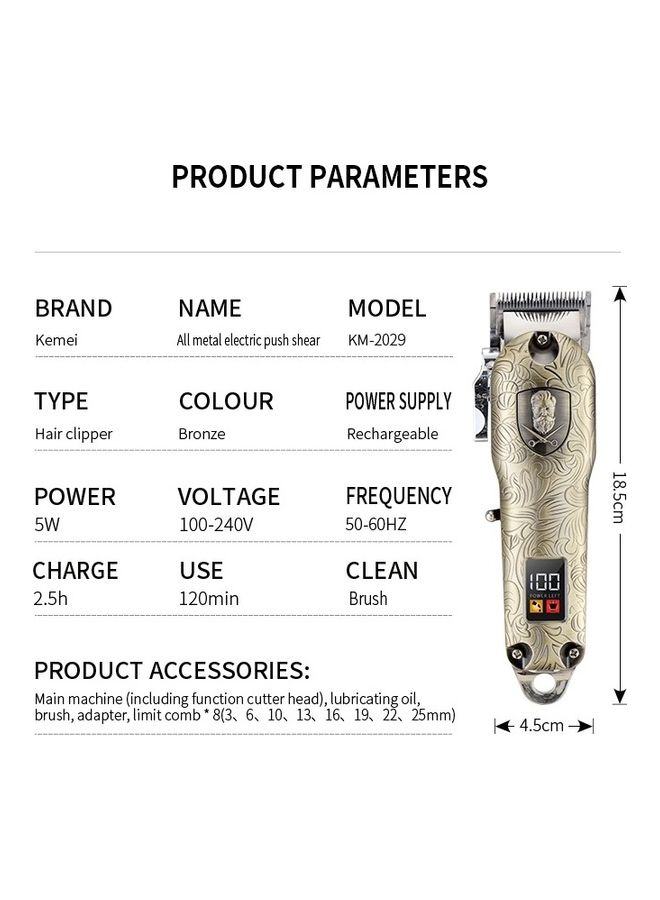 Kemei Rechargeable Cordless Cutting Trimmer Professional Hair Clipper With LCD Display - Image 5