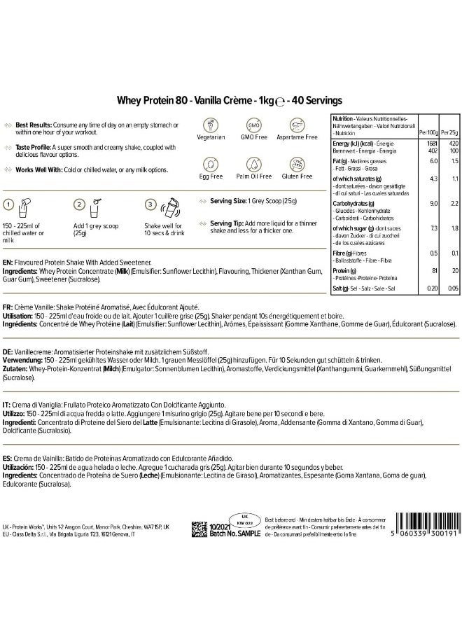 THE PROTEIN WORKS Whey Protein 80 Weight Loss Whey Protein Powder, Low Calories Protein Shake with Vanilla Creme Flavor 28 Servings 1Kg  - Image 2