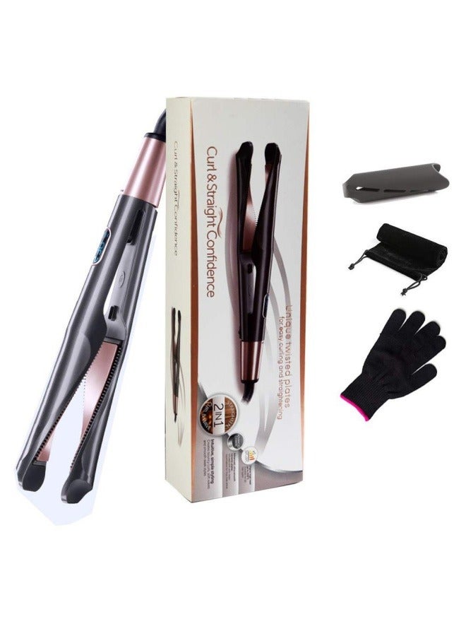 general Electric heating automatic spiral curling iron two-in-one twisted straight curling iron wave splint curling and straightening dual-use - Image 1