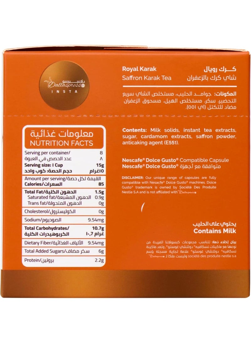 Dallaspresso Royal Karak Capsules – Saffron Chai Latte, Dolce Gusto Compatible, 8 Capsules - Image 3