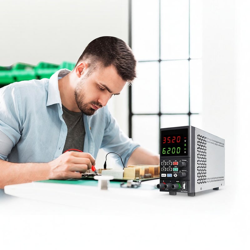 مصدر طاقة DC رقمي لطاولة Hantek HDP135V6A متغير 35 فولت 6 أمبير مصدر طاقة معدل بالتبديل قابل للتعديل CV CC مع تخزين بيانات، إخراج تشغيل/إيقاف، شحن سريع عبر USB، تحكم برامج الكمبيوتر، مشفر - Image 5